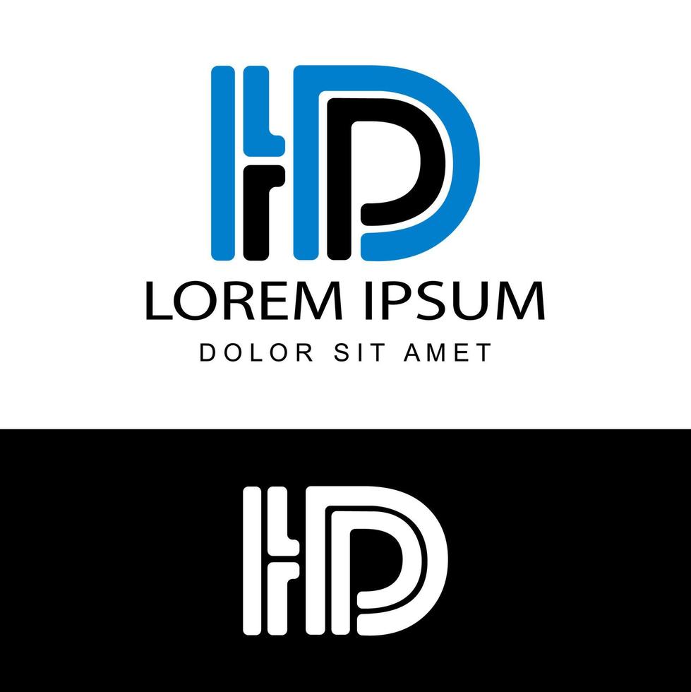 HD-Anfangsbuchstabe verknüpfter Design-Logo-Vektor in isoliertem weißem Hintergrund vektor