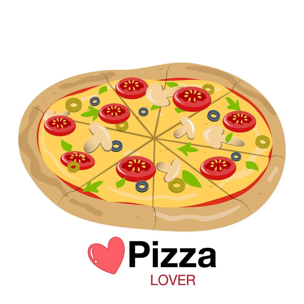 Seitenansicht Pizza flach Symbol Stil Vektor
