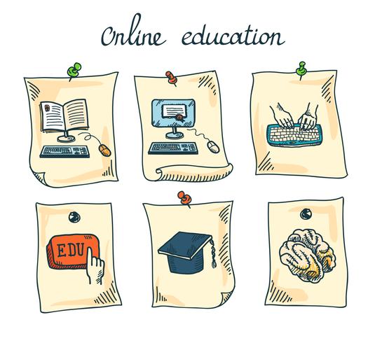 Online utbildningsklisterset vektor