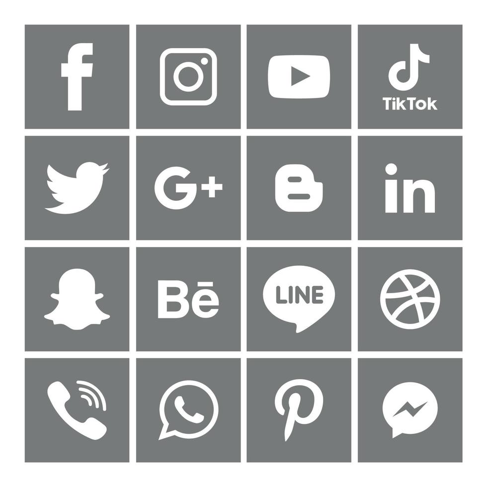 Social Media flache Icons Technologie, Netzwerk. Hintergrund-Gruppe Smiley-Gesicht-Verkauf. teilen, mögen, vektorillustration twitter, youtube, whatsapp, snapchat, facebook, instagram, tick tack, tok vektor