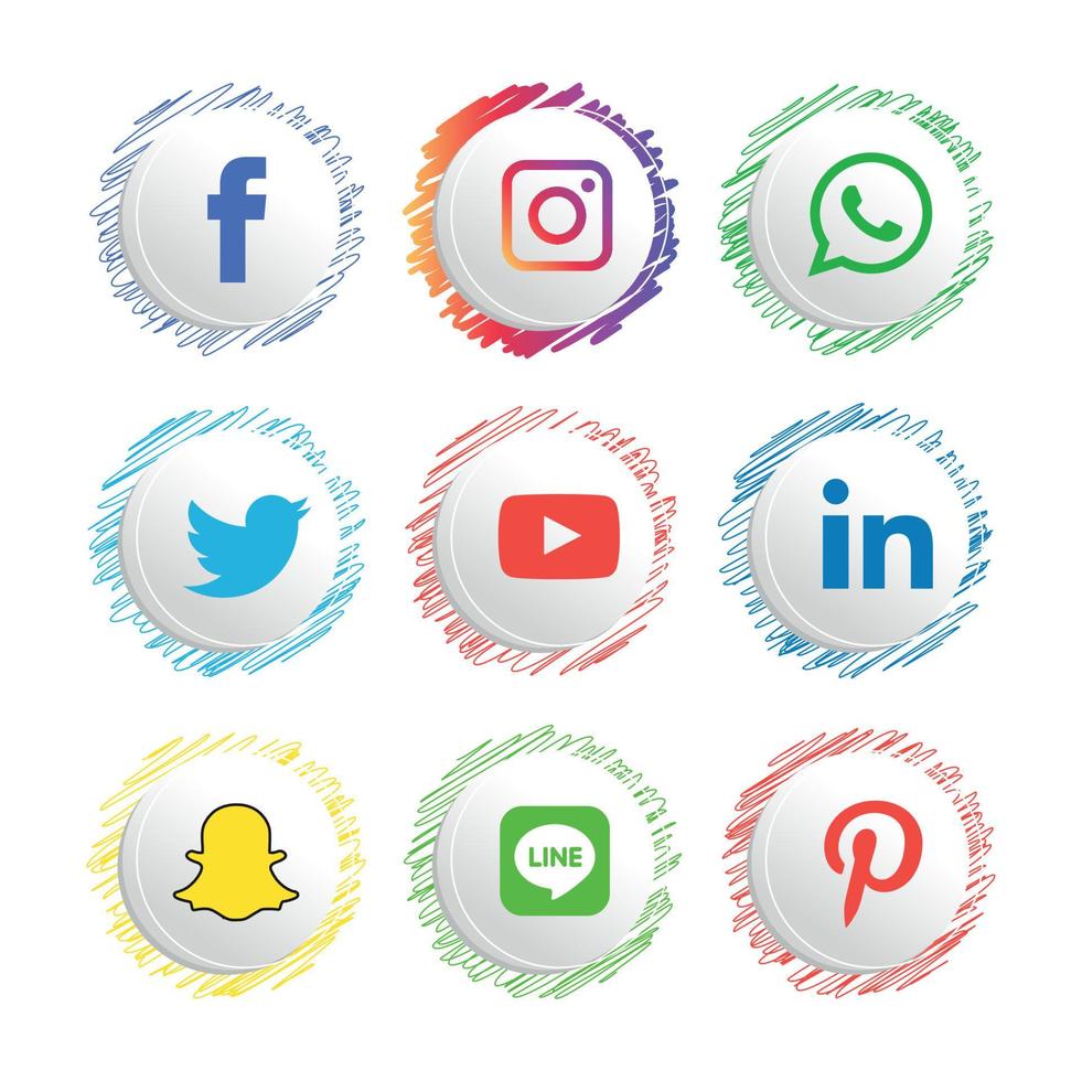 Social Media flache Icons Technologie, Netzwerk. Hintergrund-Gruppe Smiley-Gesicht-Verkauf. teilen, mögen, vektorillustration twitter, youtube, whatsapp, snapchat, facebook, instagram, tick tack, tok vektor