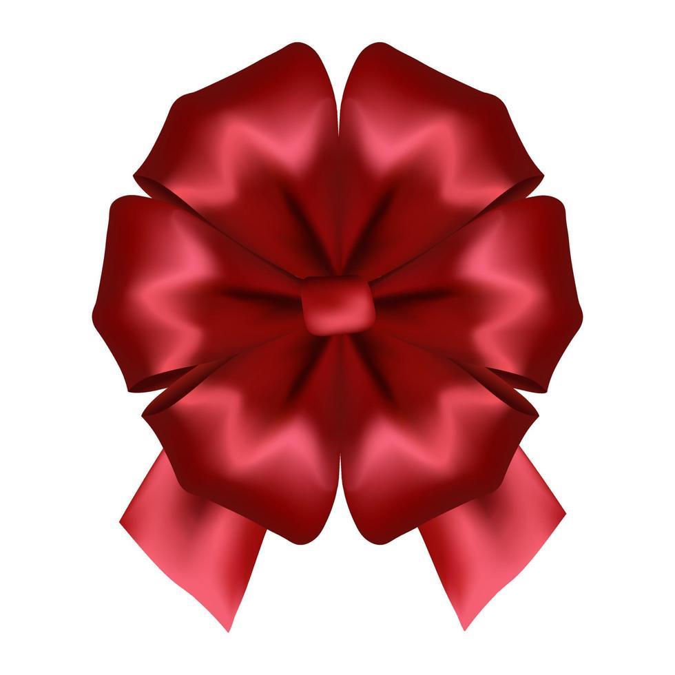 volymetrisk dekorativ röd rosett jul och gott nytt år symbol vektor
