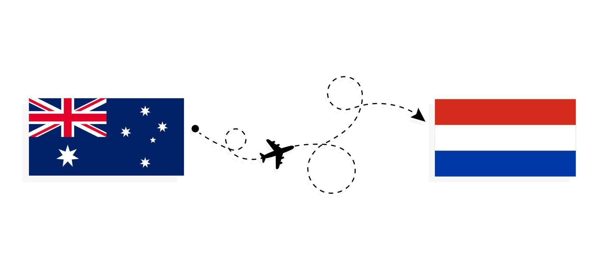 Flug und Reise von Australien nach Paraguay mit dem Reisekonzept für Passagierflugzeuge vektor
