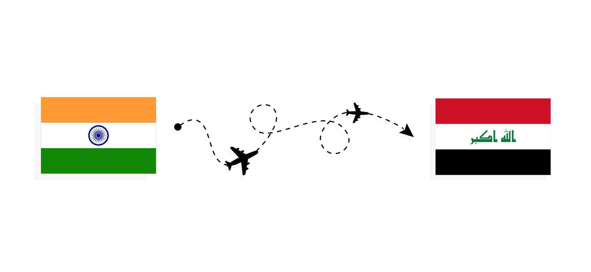 flyg och resor från Indien till Irak med passagerarflygplan vektor