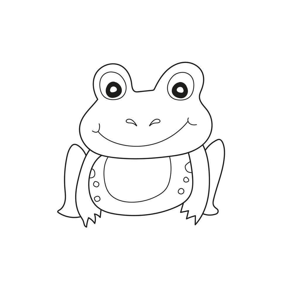 einfache Malvorlage. Vektor-illustration süßer Frosch. isoliert auf weiß vektor