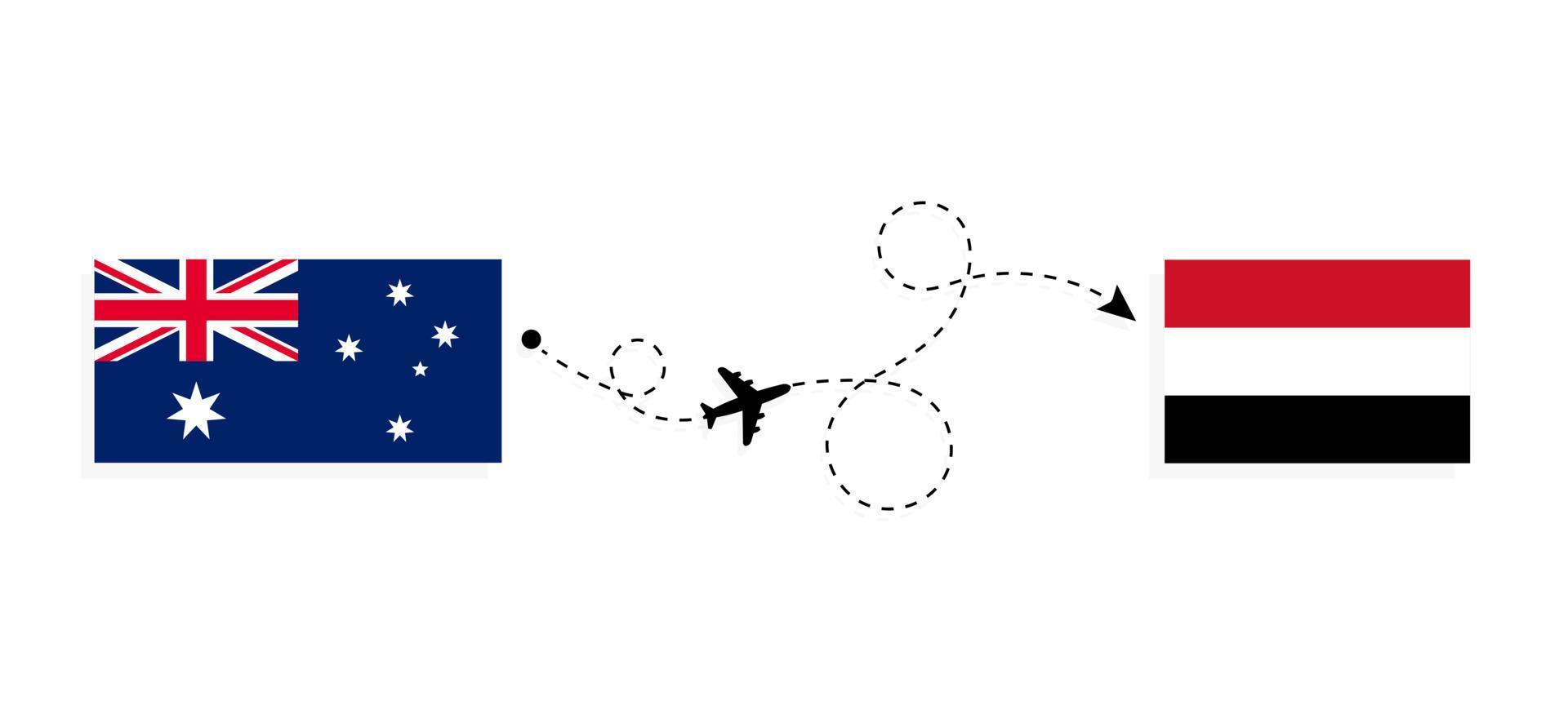 Flug und Reise von Australien nach Ägypten mit dem Reisekonzept für Passagierflugzeuge vektor