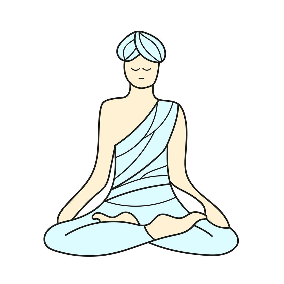 einfaches Cartoon-Symbol. Cartoon-Yogi-Mann meditiert vektor
