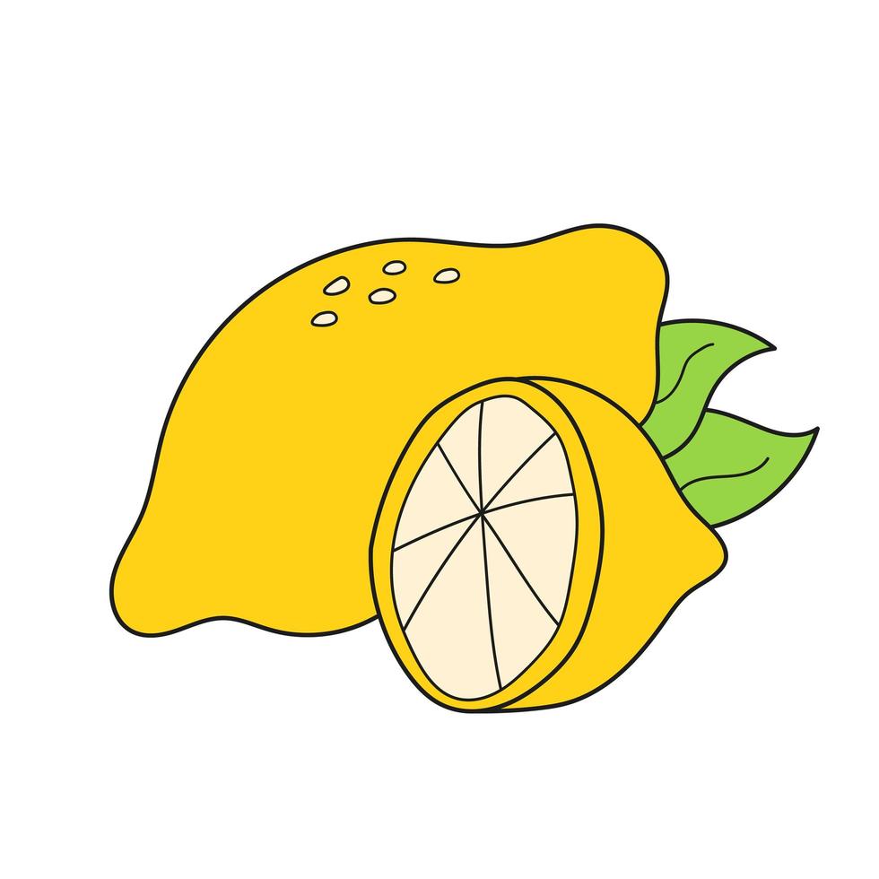 enkel tecknad ikon. gul citron vektor. C-vitamin. vektor