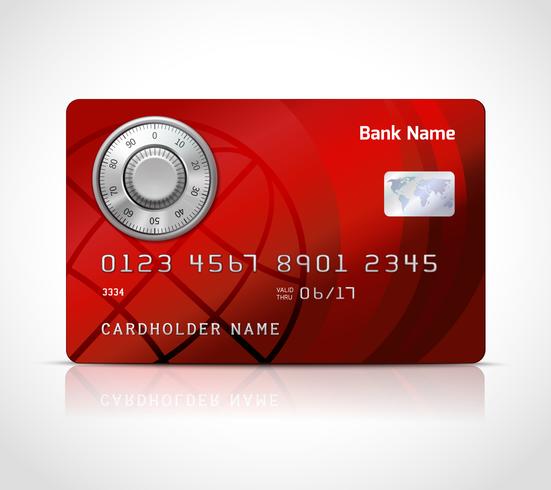 Realistisk kreditkortsmall med kodlås vektor