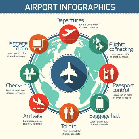 Flygplats infographic koncept vektor