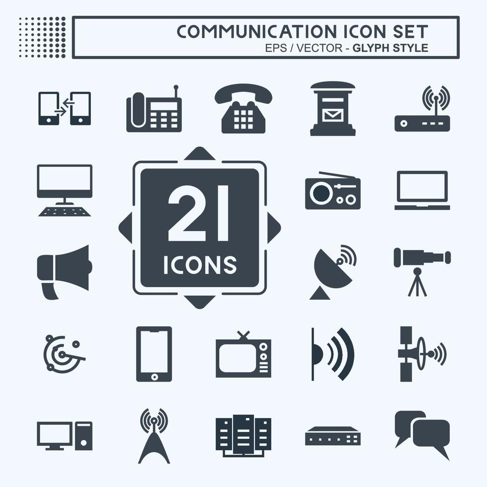 Icon-Set-Kommunikation - Glyphenstil, einfache Illustration, bearbeitbarer Strich vektor