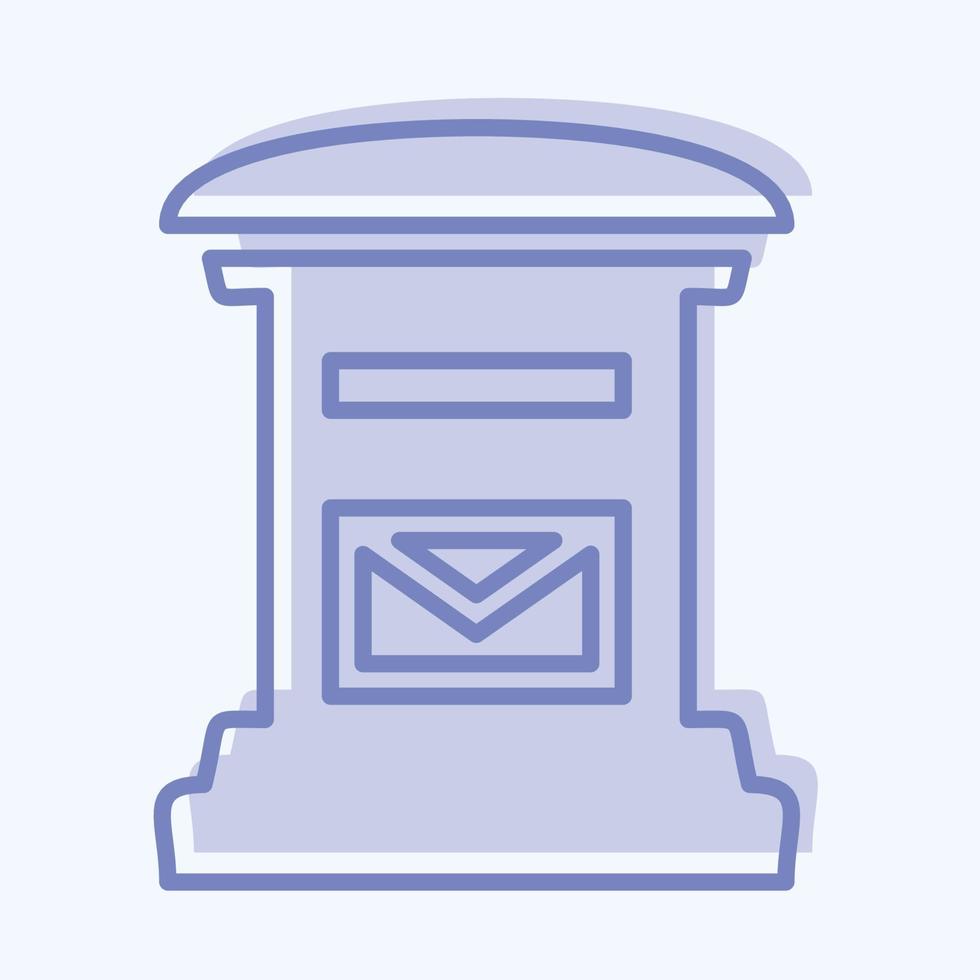ikon brevlåda - tvåfärgad stil, enkel illustration, redigerbar linje vektor