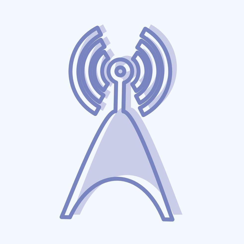 ikon telekomtorn - tvåtonsstil, enkel illustration, redigerbar linje vektor