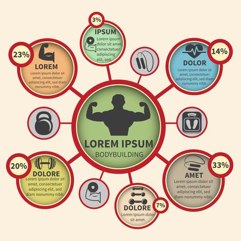 Fitness-Bodybuilding-Sport-Infografiken vektor