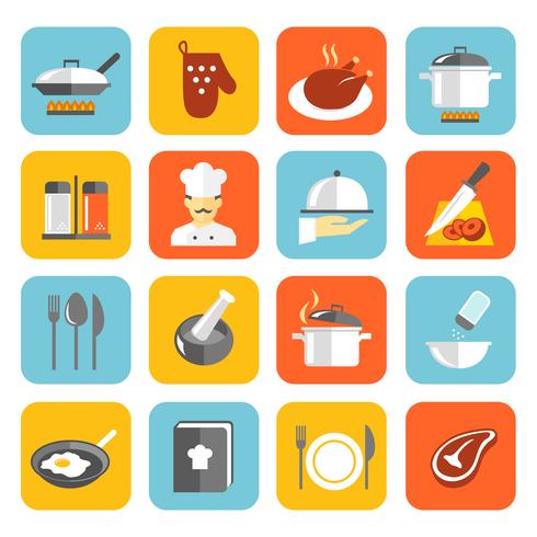 Matlagning ikoner platt vektor