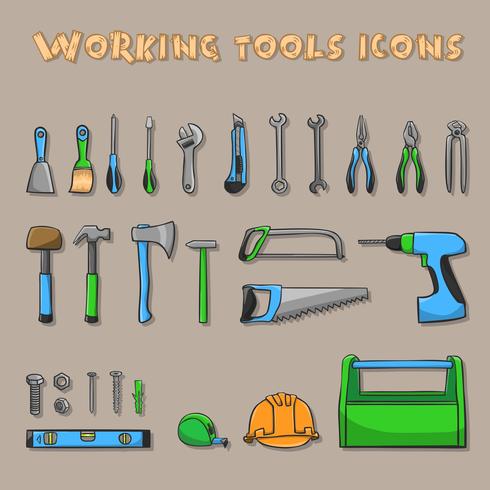 Ikoner för arbetsverktygslåda vektor