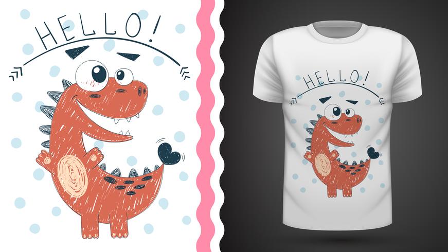 Söt prinsessa dinosaur - idé för tryckt-shirt. vektor