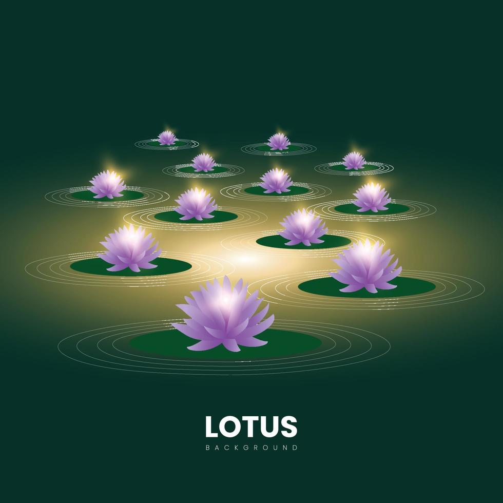 estetiskt lotus tema bakgrund, lotus på vattnet i mörka nyanser med flera ljuspunkter. vektor