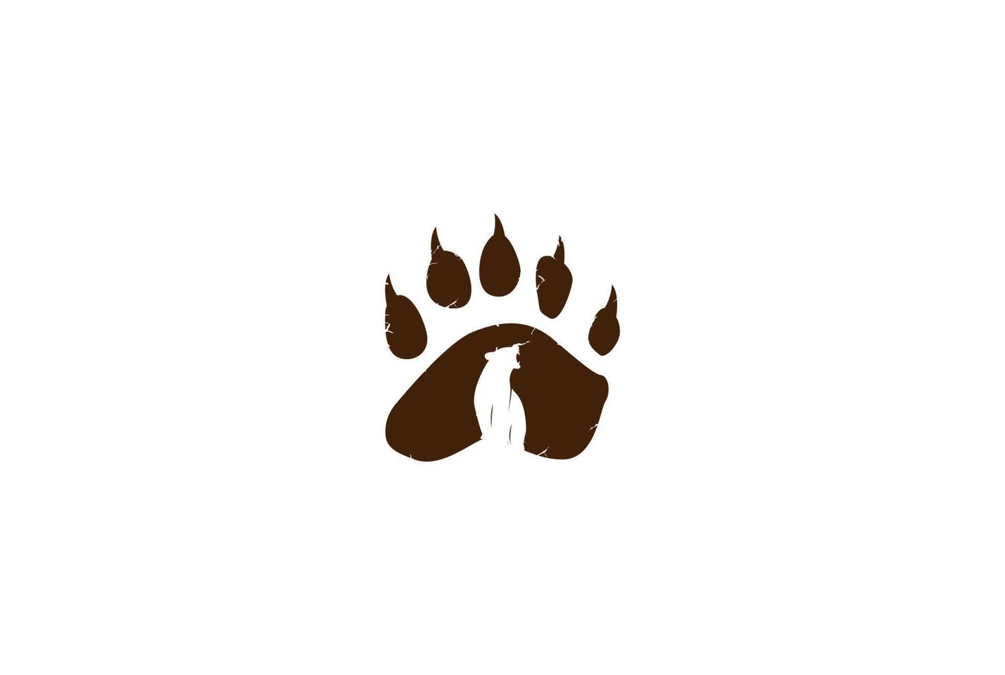 fotavtryck is polar grizzlybjörn för utomhus camping äventyr logotyp design vektor