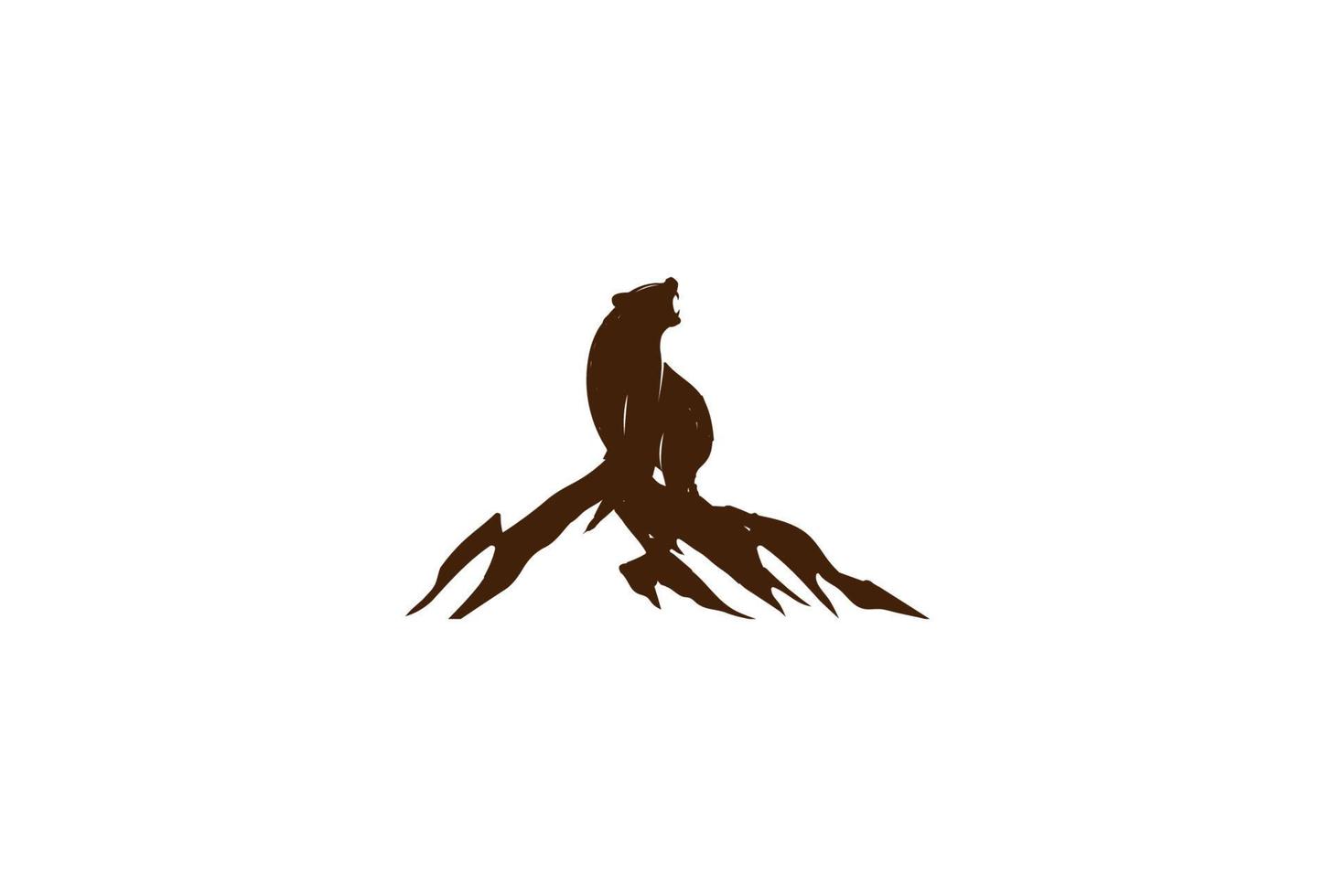 Brüllender Eis-Eis-Grizzlybär mit Berggipfelfelsen für Outdoor-Camping-Abenteuer-Logo-Design-Vektor vektor