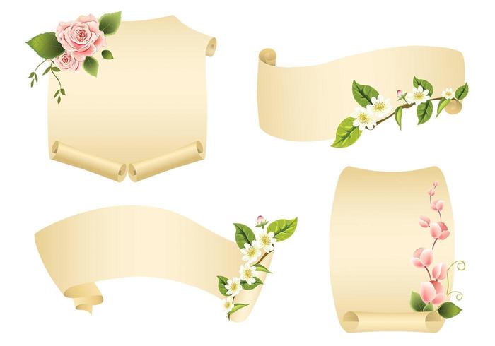 Floral Scroll Banner Vector Pack