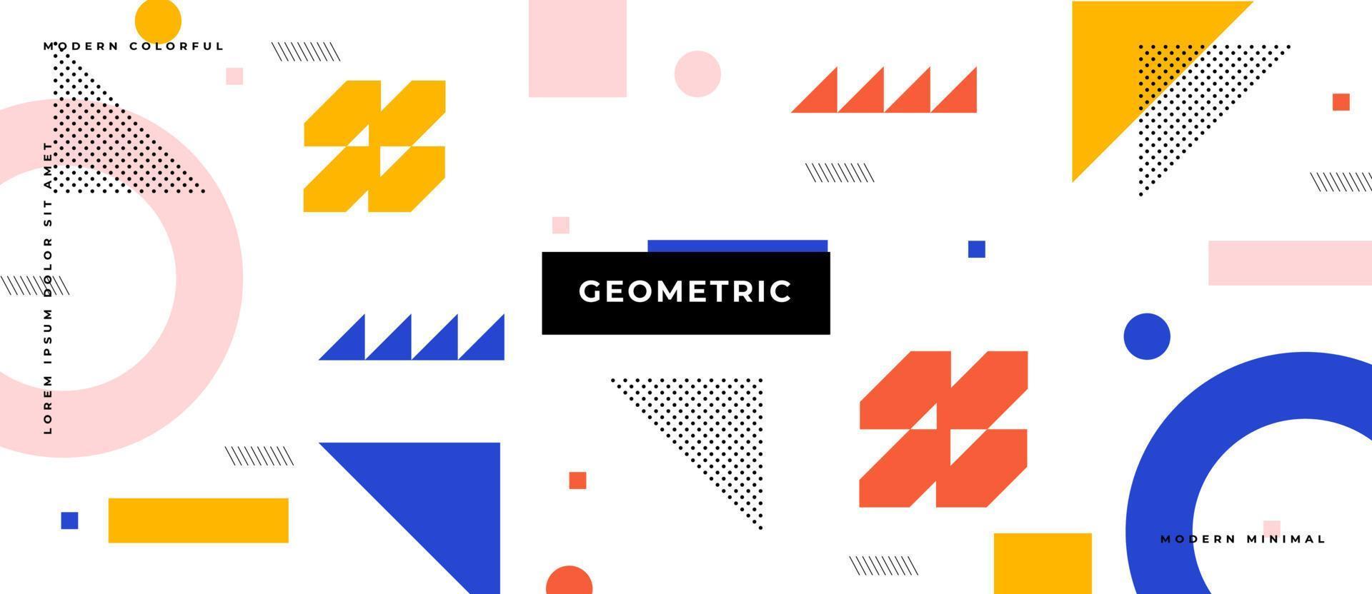 bunte, flache Memphis-Musterform. geometrische Polygonform mit Linie, Punkt, Element in weißem, einfarbigem Hintergrund. vektor
