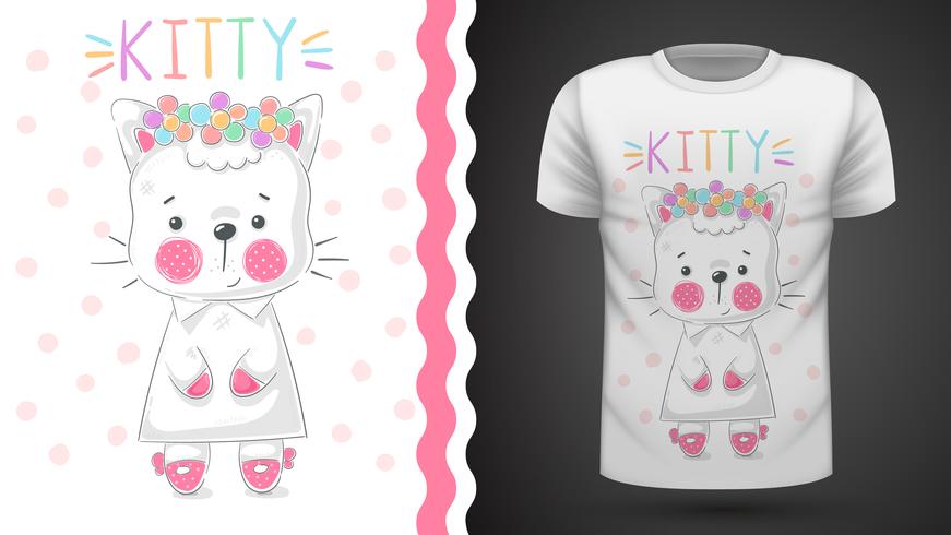 Pretty kittty idé för tryckt t-shirt vektor