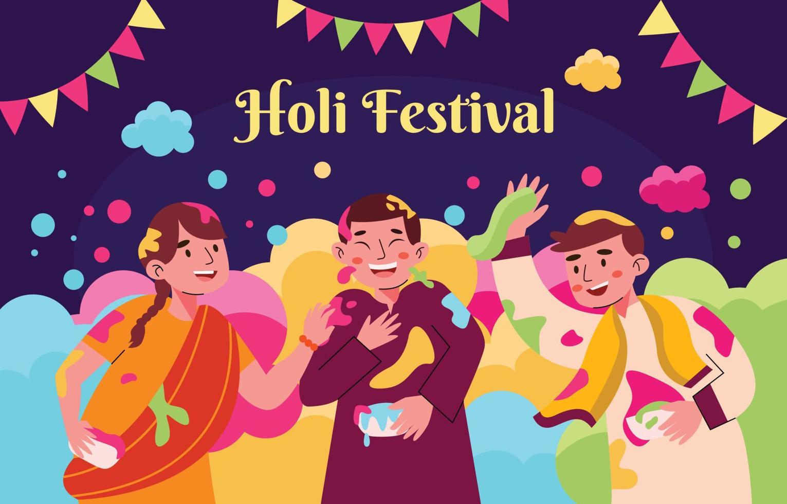 Leute, die Spaß haben, Holi-Festival vektor