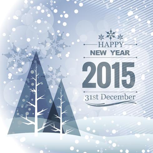 Design 2015 mit Weihnachtsbaum und Schnee vektor