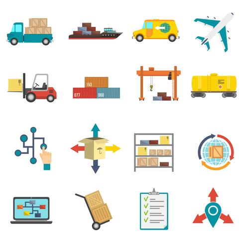 Logistik Flat Icons Set vektor