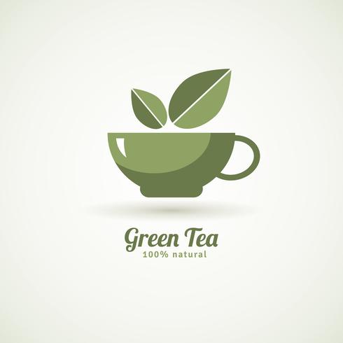 Cup-Blatt-Designikone des grünen Tees vektor