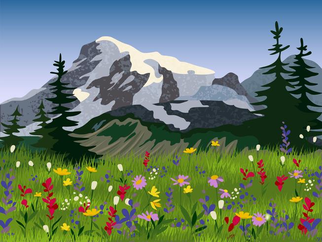 Alpines Medow-Plakat der Landschaftssommer vektor