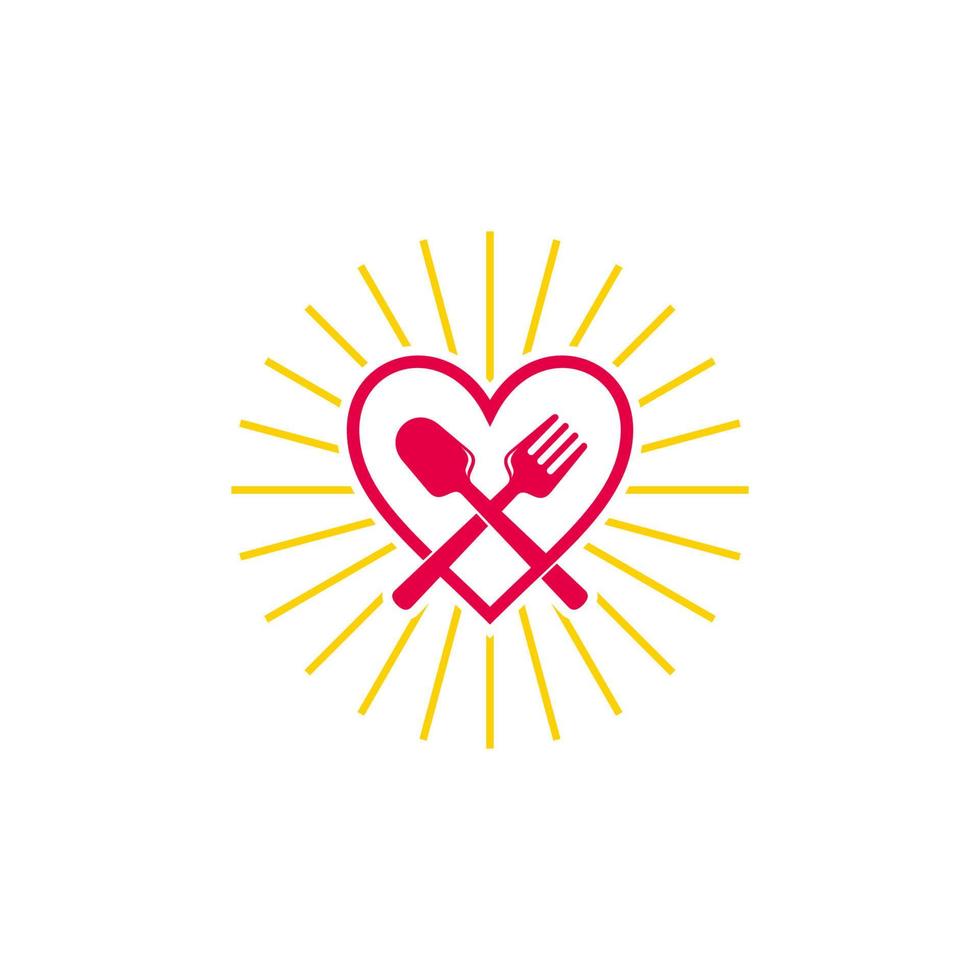 Löffel Gabel Glanz Liebe Essen Symbol Logo Vektor