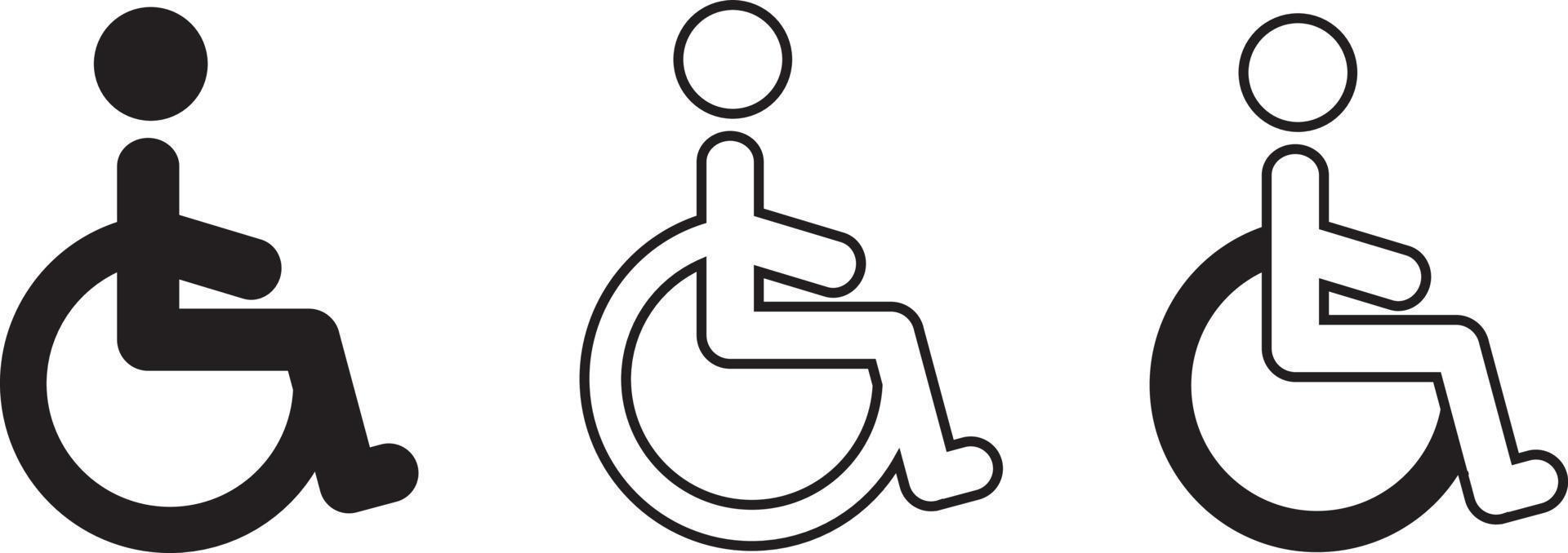 Rollstuhl-Symbol. Behindertensymbol. Rollstuhlsymbole gesetzt vektor
