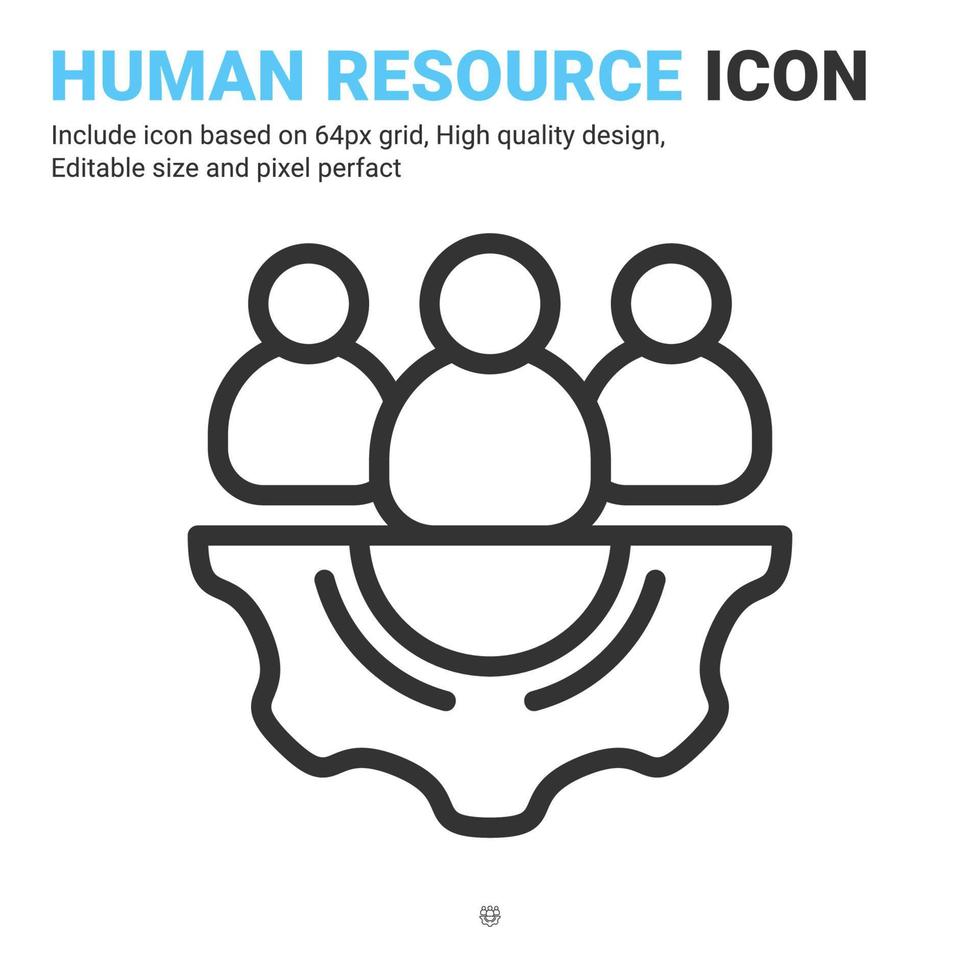 mänskliga resurser ikon vektor med dispositionsstil isolerad på vit bakgrund. vektor illustration affärsman tecken symbol ikon koncept för företag, finans, industri, företag, webb och projekt