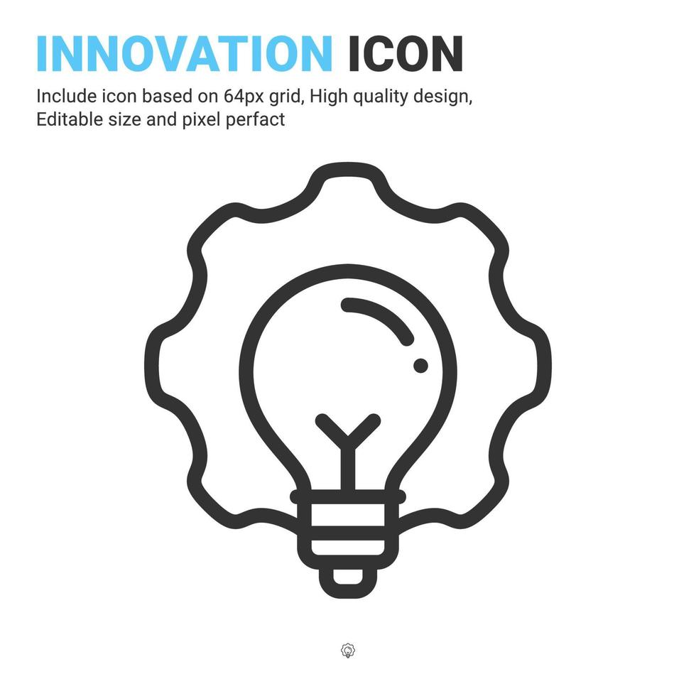 innovation ikon vektor med dispositionsstil isolerad på vit bakgrund. vektor illustration lösning tecken symbol ikon koncept för företag, finans, industri, företag, appar, webb och projekt