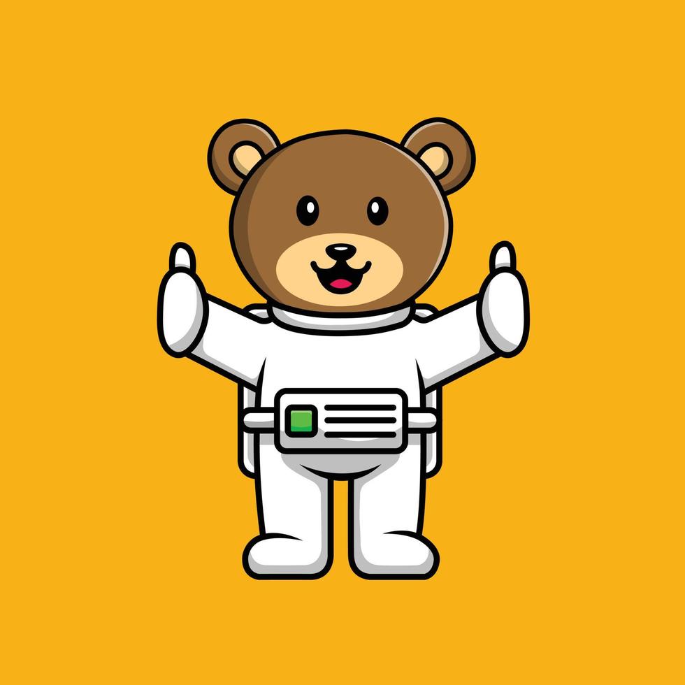 Süßer Astronaut Bär mit Helm Cartoon Vektor Icon Illustration