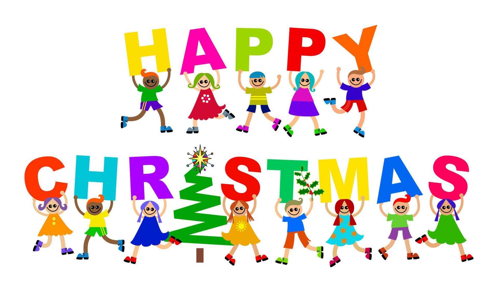 glad jul firande barn text vektor