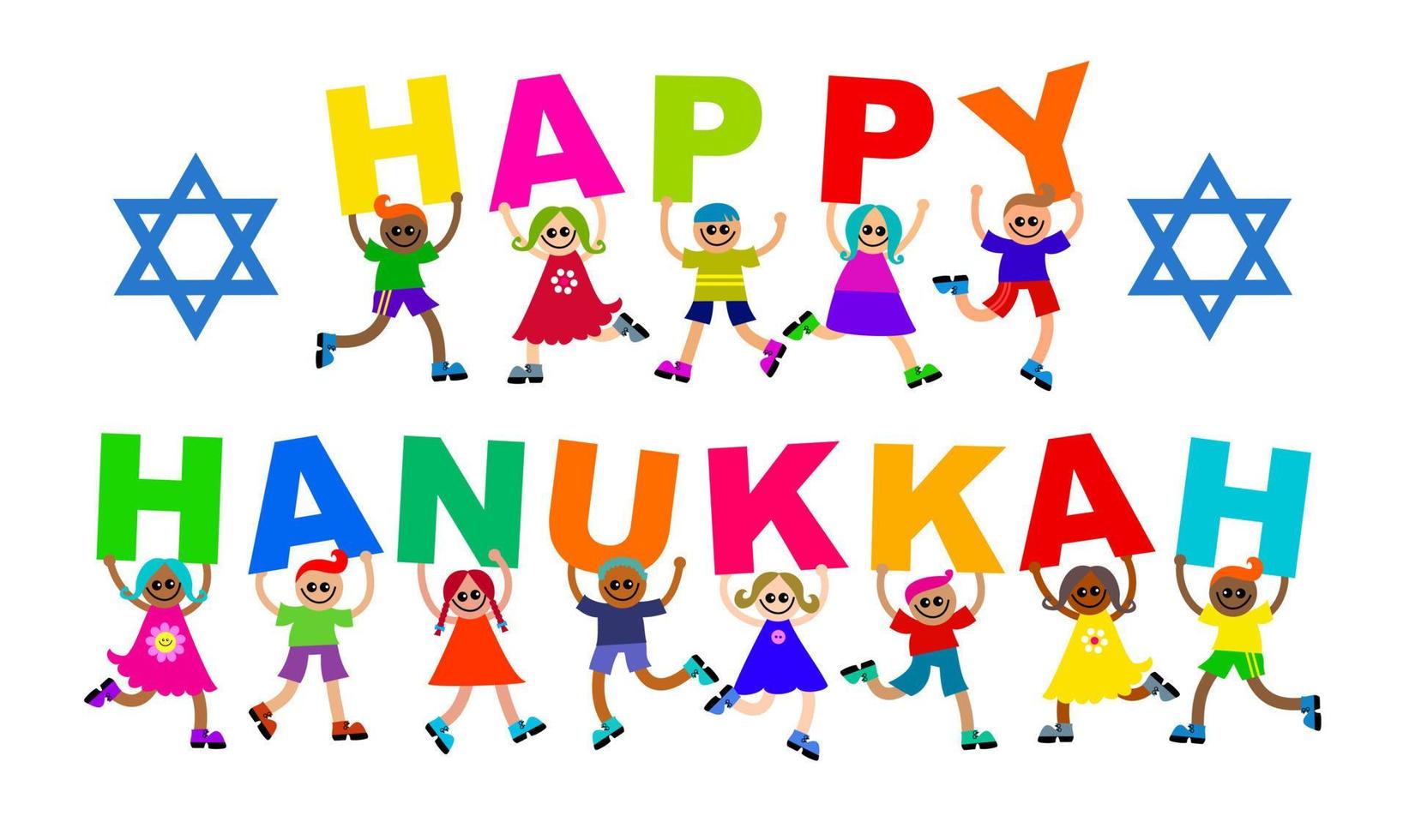 glad Hanukkah barn firande text vektor