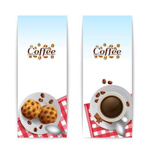 Kaffe med kakor frukost banners uppsättning vektor