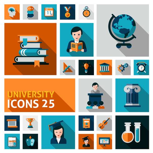 Universität Icons Set vektor