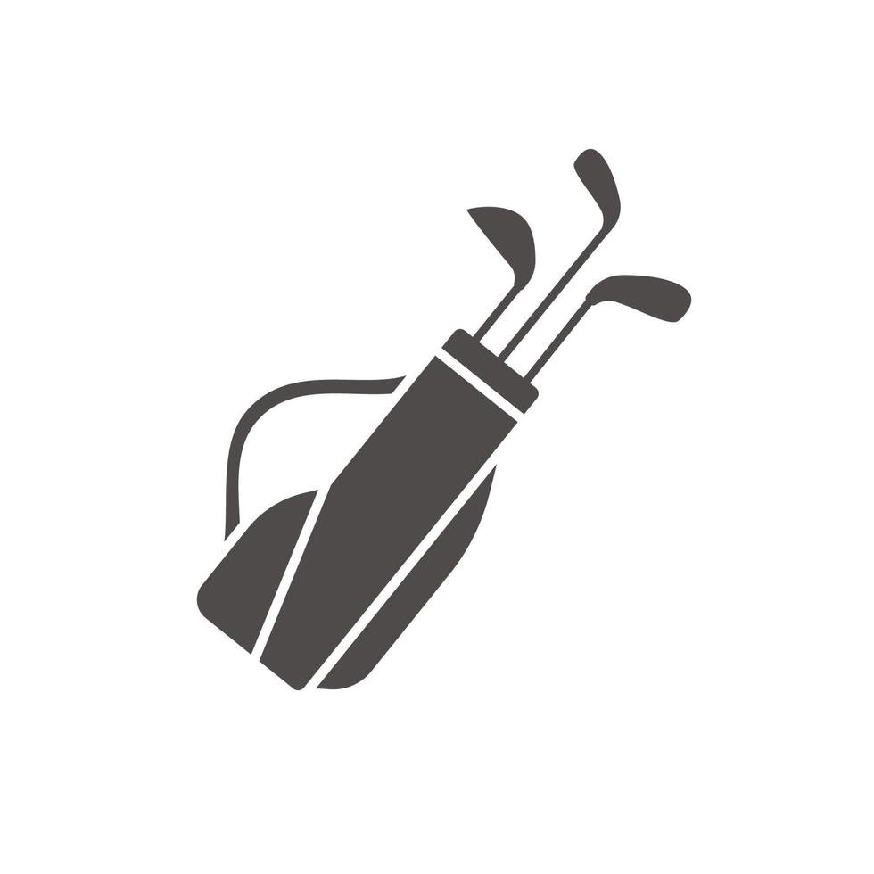 Golftasche mit Schlägersymbol. Silhouette-Symbol. negativer Raum. isolierte Vektorgrafik vektor