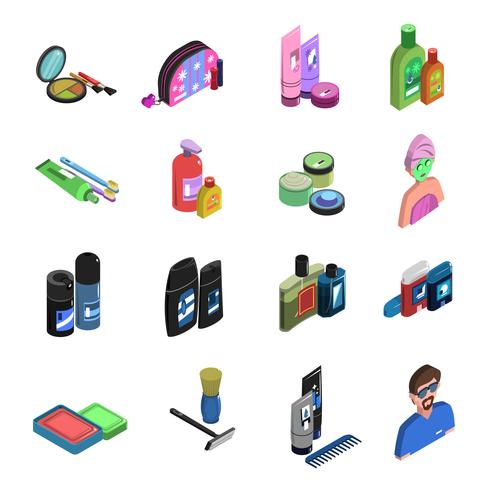 Bodycare Isometric Icon Set vektor