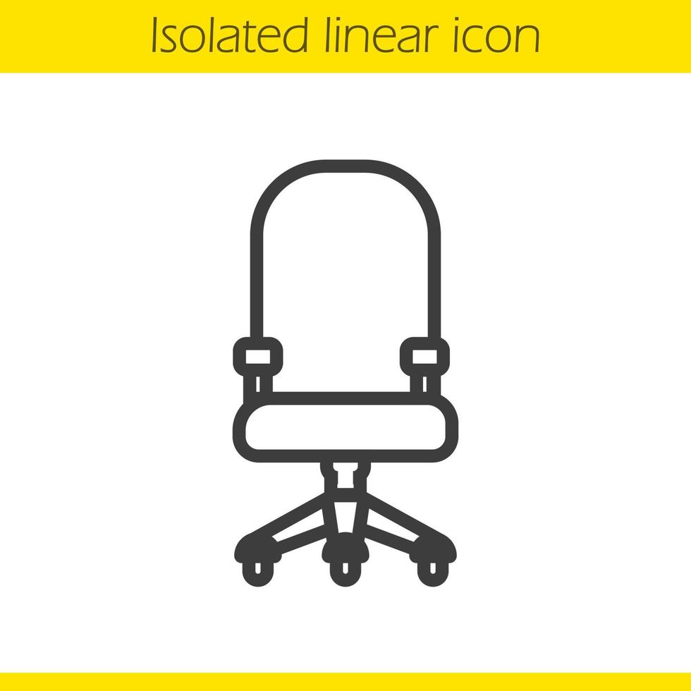 dator stol linjär ikon. bekväma kontor och hus möbler tunn linje illustration. kontorsstol kontur symbol. vektor isolerade konturritning