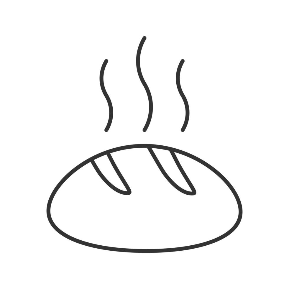 Lineares Symbol für frisches Brot. dünne Linie Abbildung. Dampfendes Brotlaib Kontursymbol. Vektor isolierte Umrisszeichnung
