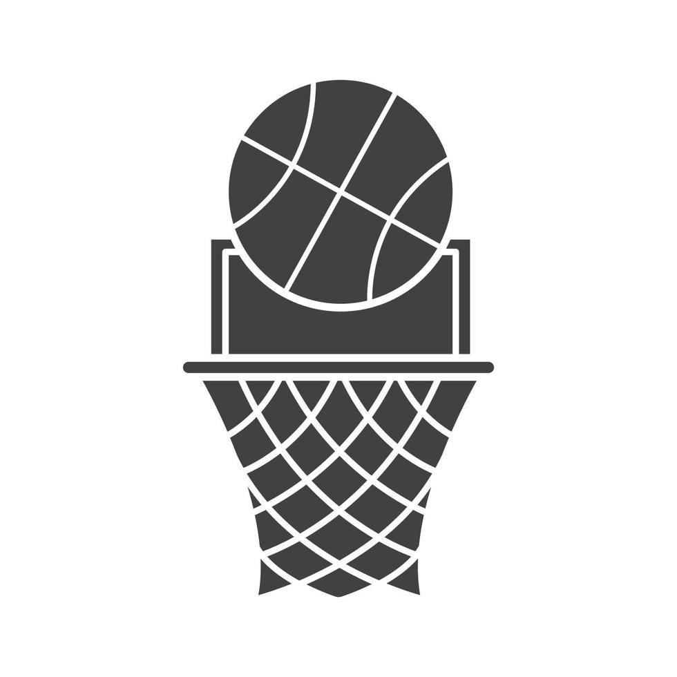 Basketball-Punkt-Glyphe-Symbol. Silhouette-Symbol. Basketballkorb und Ball. negativen Raum. isolierte Vektorgrafik vektor