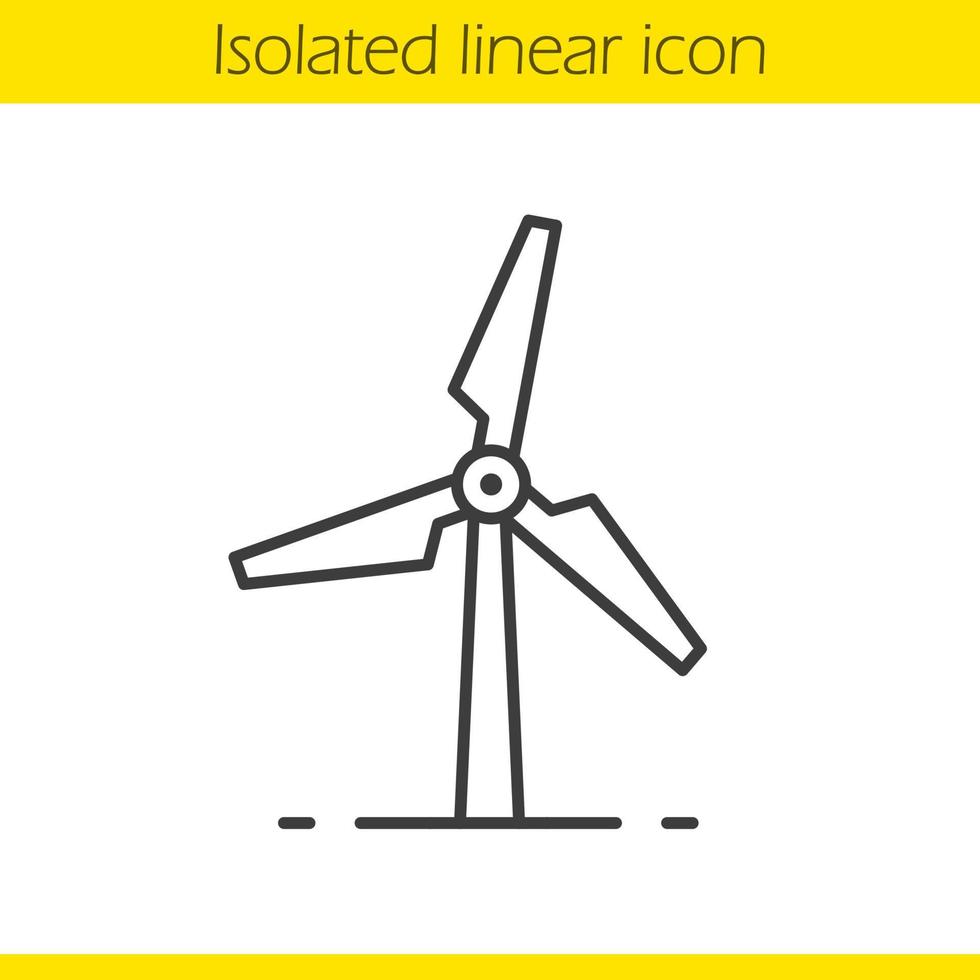 Lineares Symbol für Windmühlen. dünne Linie Abbildung. Wind-Öko-Energie-Kontursymbol. Vektor isolierte Umrisszeichnung