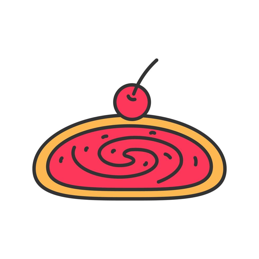 Kirschstrudel Farbsymbol. Schweizer Brötchen mit Marmelade. isolierte Vektorillustration vektor