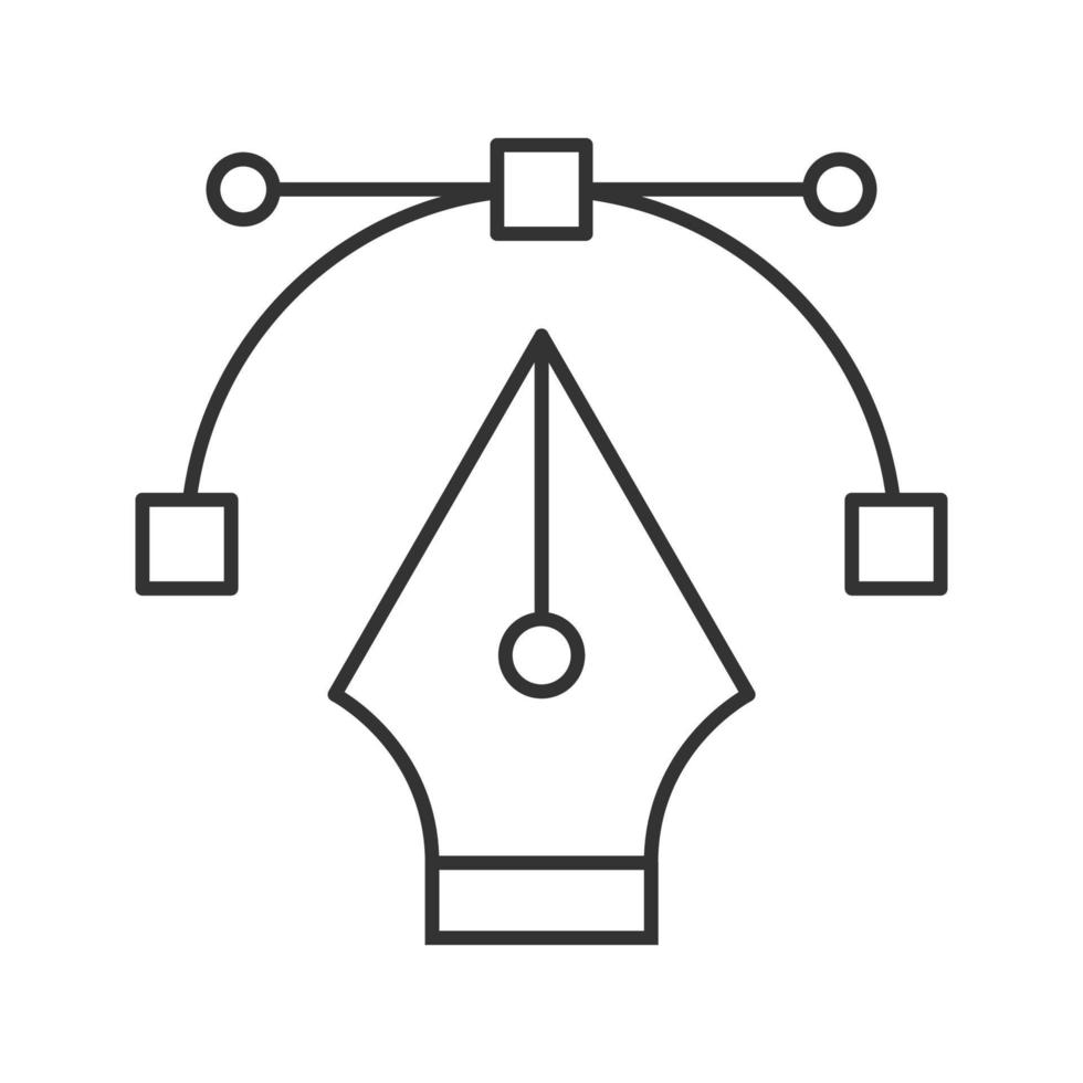 Füllfederhalter-Spitze lineares Symbol. Computerstiftwerkzeug. dünne Linie Abbildung. Zeichnung. Kontursymbol. Vektor isolierte Umrisszeichnung