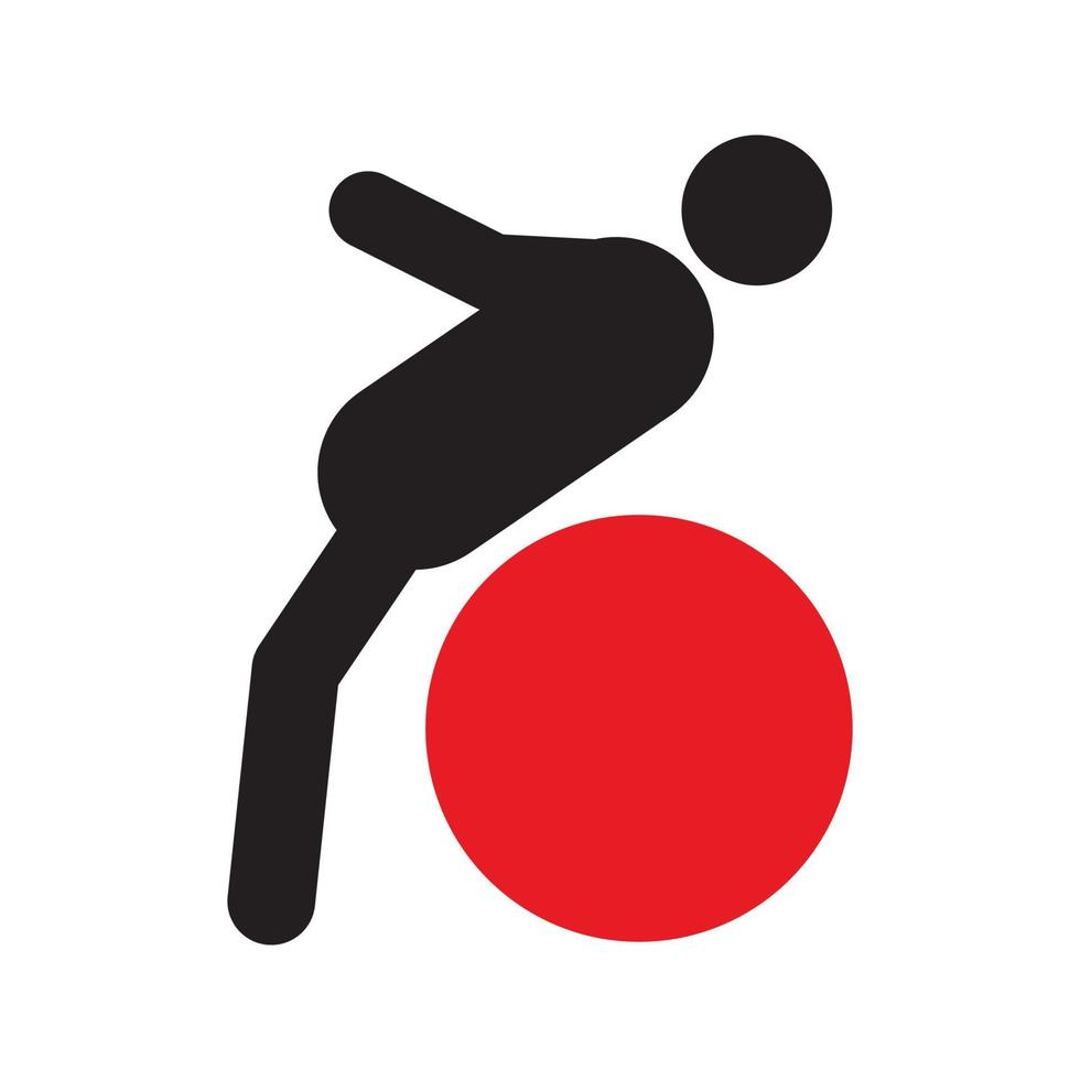 Personentraining mit Fitnessball-Silhouette-Symbol. Fitnessstudio. isolierte Vektorillustration vektor